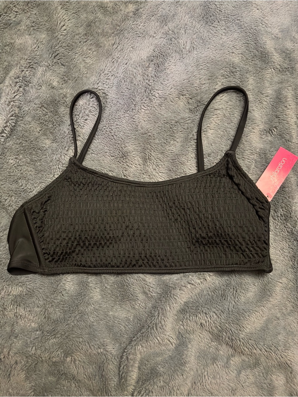 Xhilaration Black Textured Bralette Bikini Top with Thin Straps